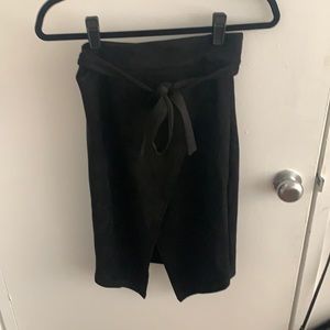 Black mid length skirt with slit